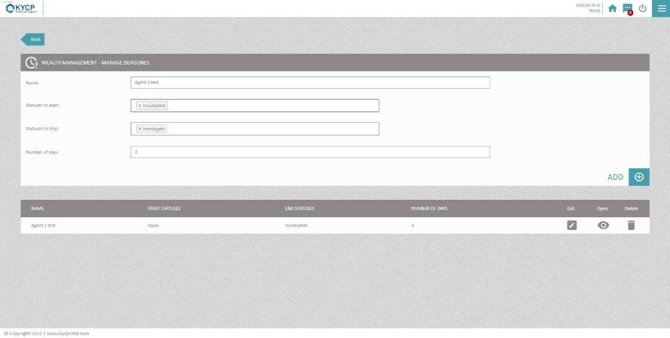 KYCP CLM - Deadlines Module